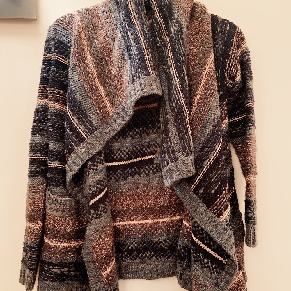 Pink Blue Grey Striped Sweater